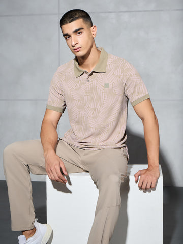 Men Printed Slim Fit Polo T-shirt with MATPIQ