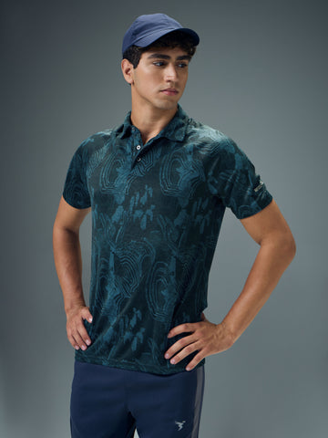Men Printed Slim Fit Polo T-shirt with TECHNOCOOL+