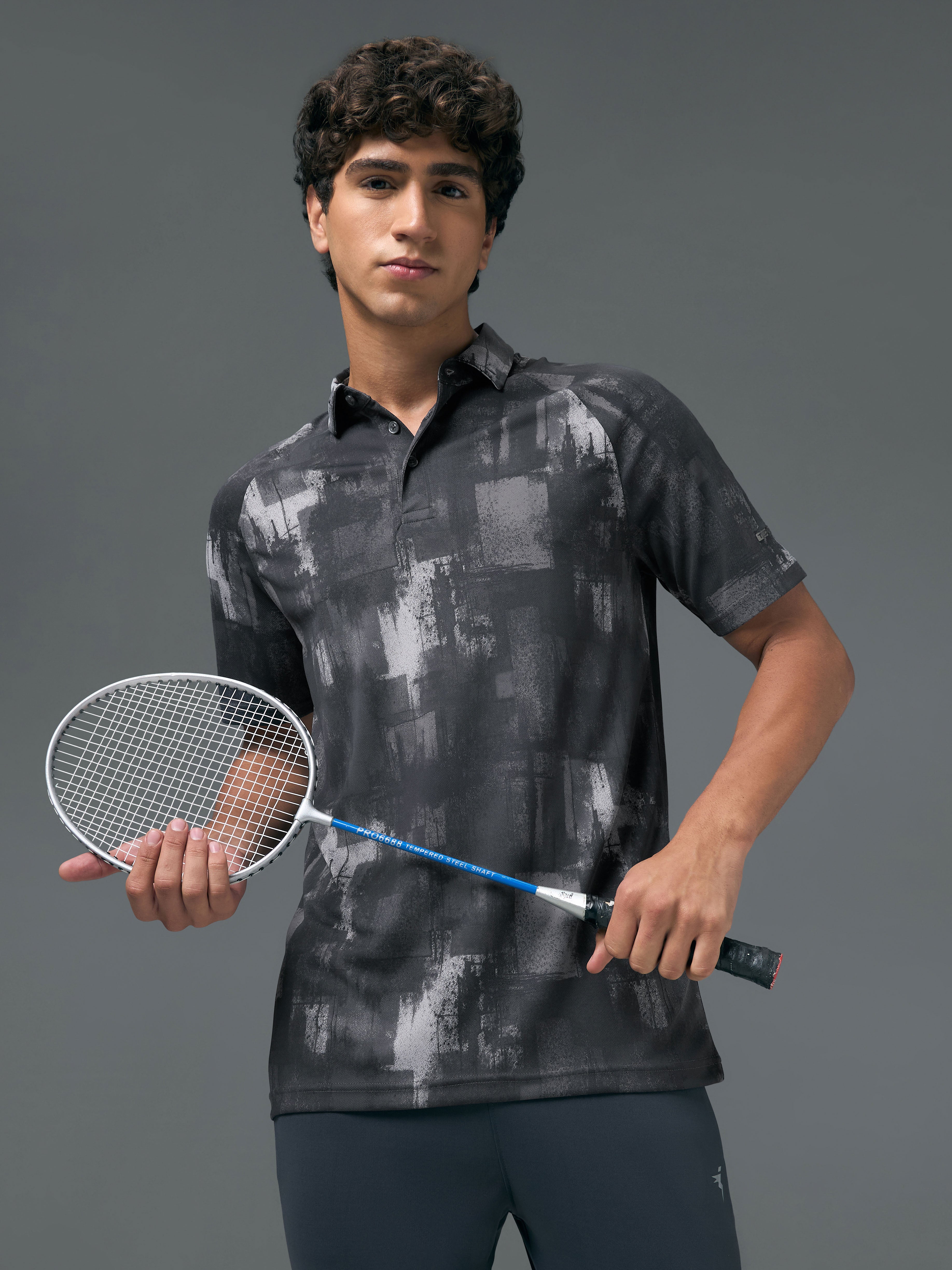 Men Printed Slim Fit Polo T-shirt with TECHNOCOOL+