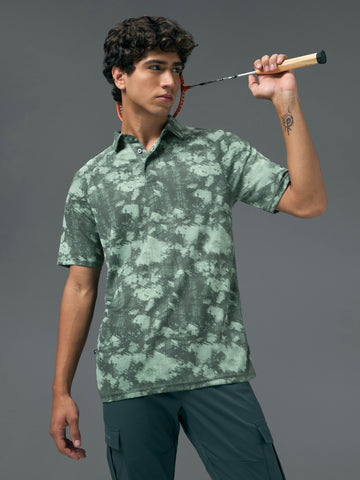 Men Printed Slim Fit Polo T-shirt with TECHNOCOOL+