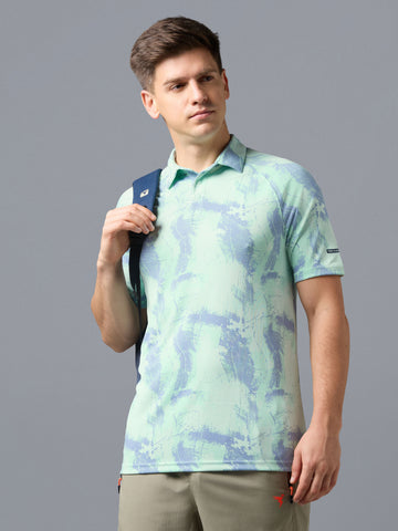 Men Printed Slim Fit Polo T-shirt with TECHNOCOOL+