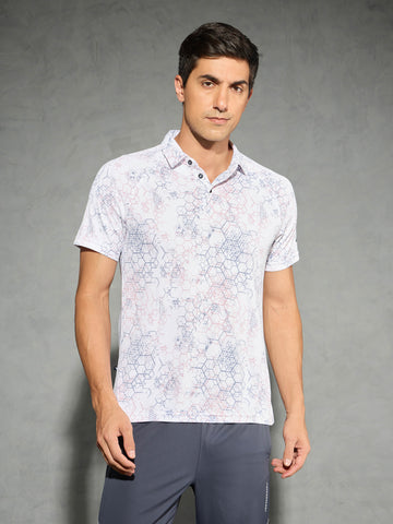 Men Printed Slim Fit Polo T-shirt with TECHNOCOOL+