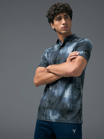 Men Printed Slim Fit Polo T-shirt with TECHNOCOOL+
