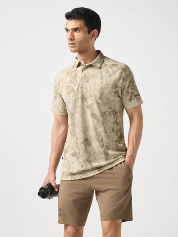 Men Printed Slim Fit Polo T-shirt with TECHNOCOOL+