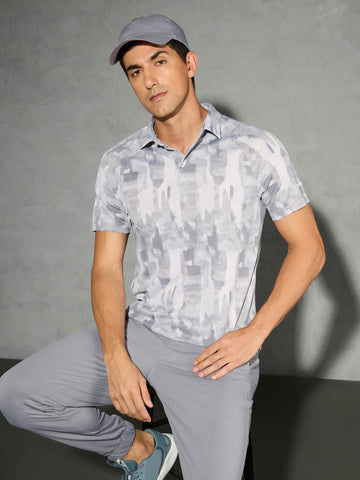 Men Printed Slim Fit Polo T-shirt with TECHNOCOOL+