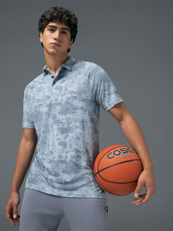 Men Printed Slim Fit Polo T-shirt with TECHNOCOOL+