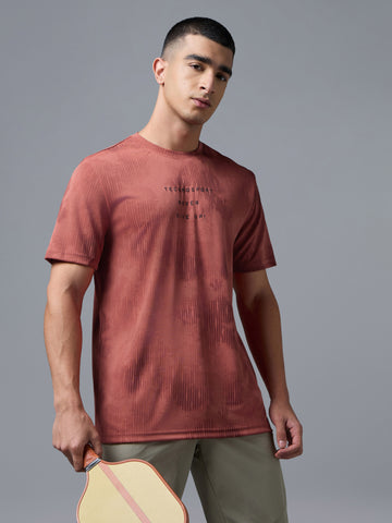 Men Printed Slim Fit Round Neck T-shirt with TECHNOCOOL+