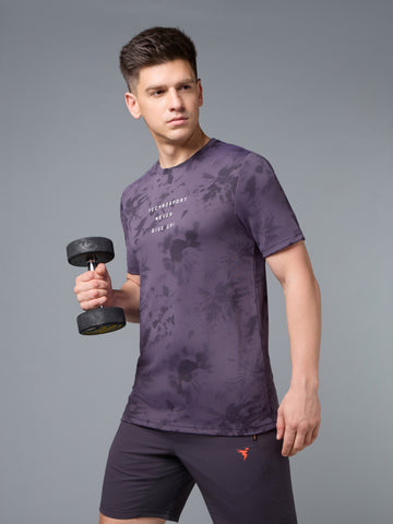 Men Printed Slim Fit Round Neck T-shirt with TECHNOCOOL+