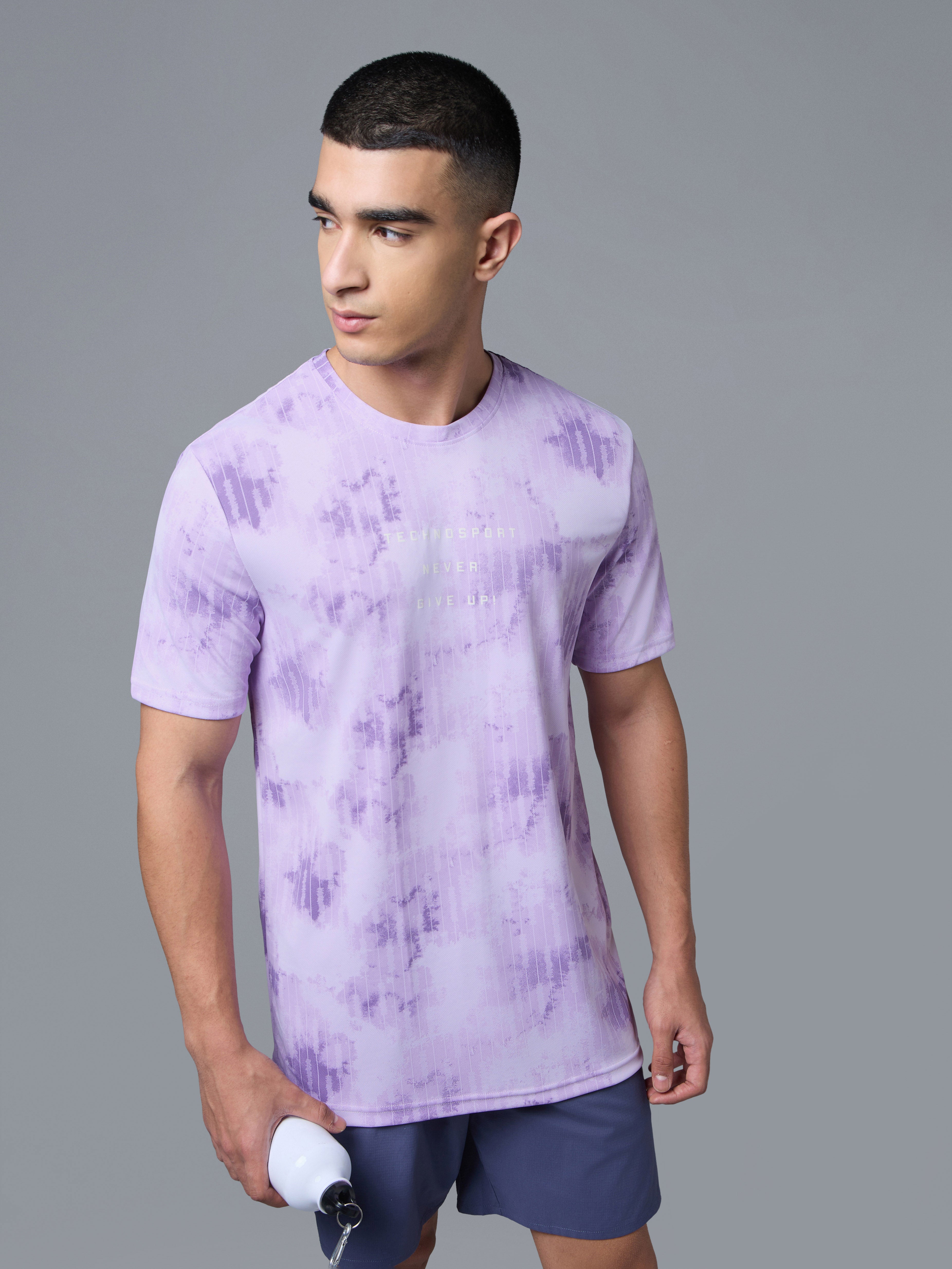 Men Printed Slim Fit Round Neck T-shirt with TECHNOCOOL+