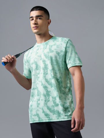 Men Printed Slim Fit Round Neck T-shirt with TECHNOCOOL+