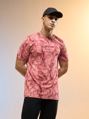Men Printed Slim Fit Round Neck T-shirt with TECHNOCOOL+