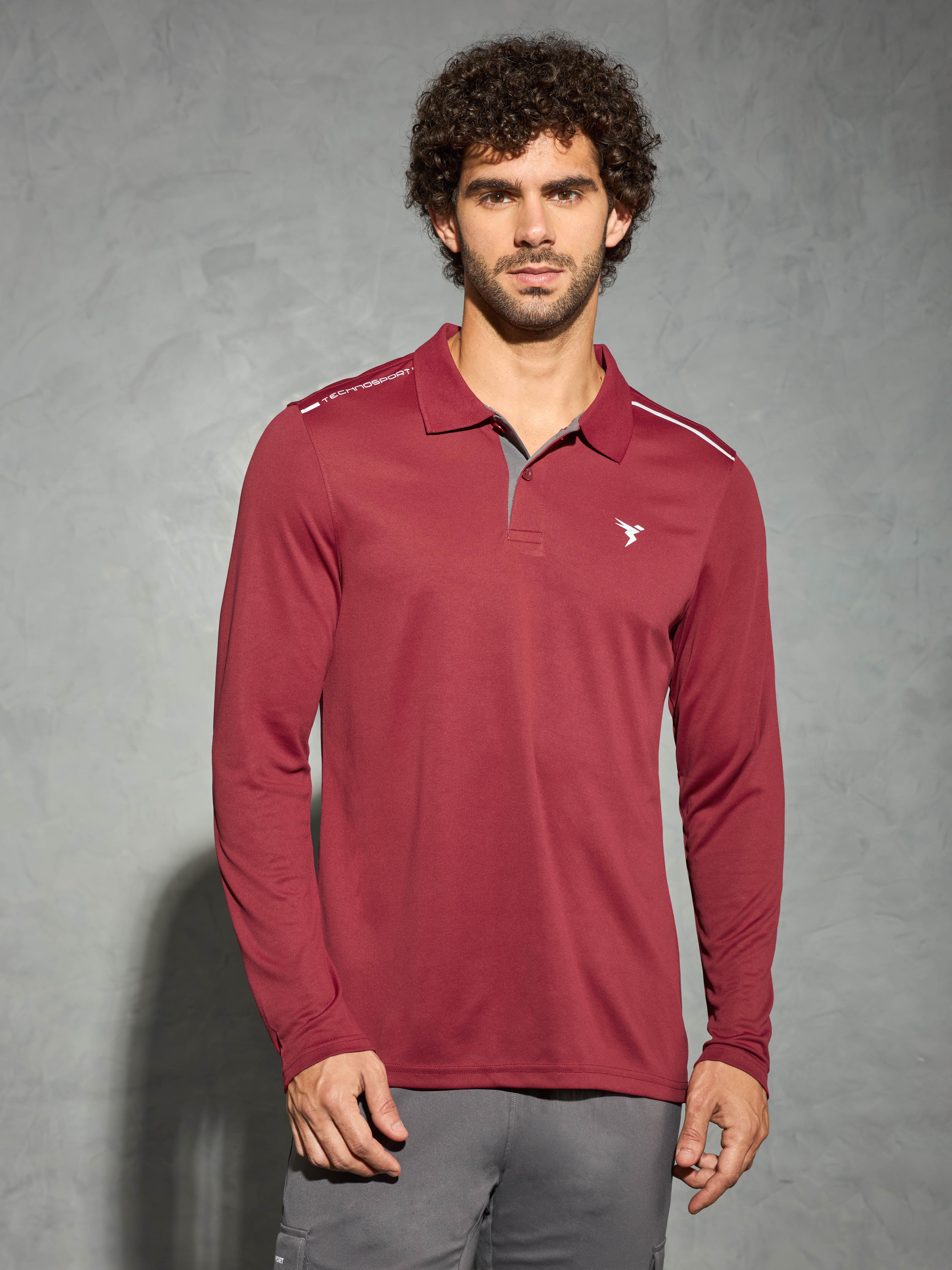 Men Solid Slim Fit Polo T-shirt with TECHNOCOOL+