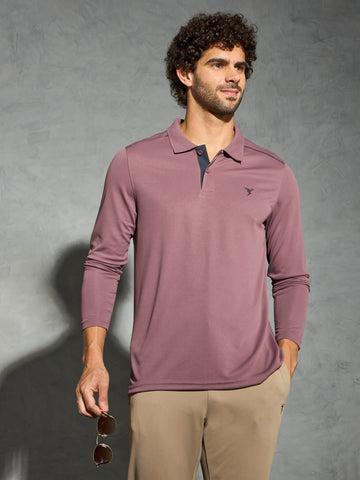 Men Solid Slim Fit Polo T-shirt with TECHNOCOOL+