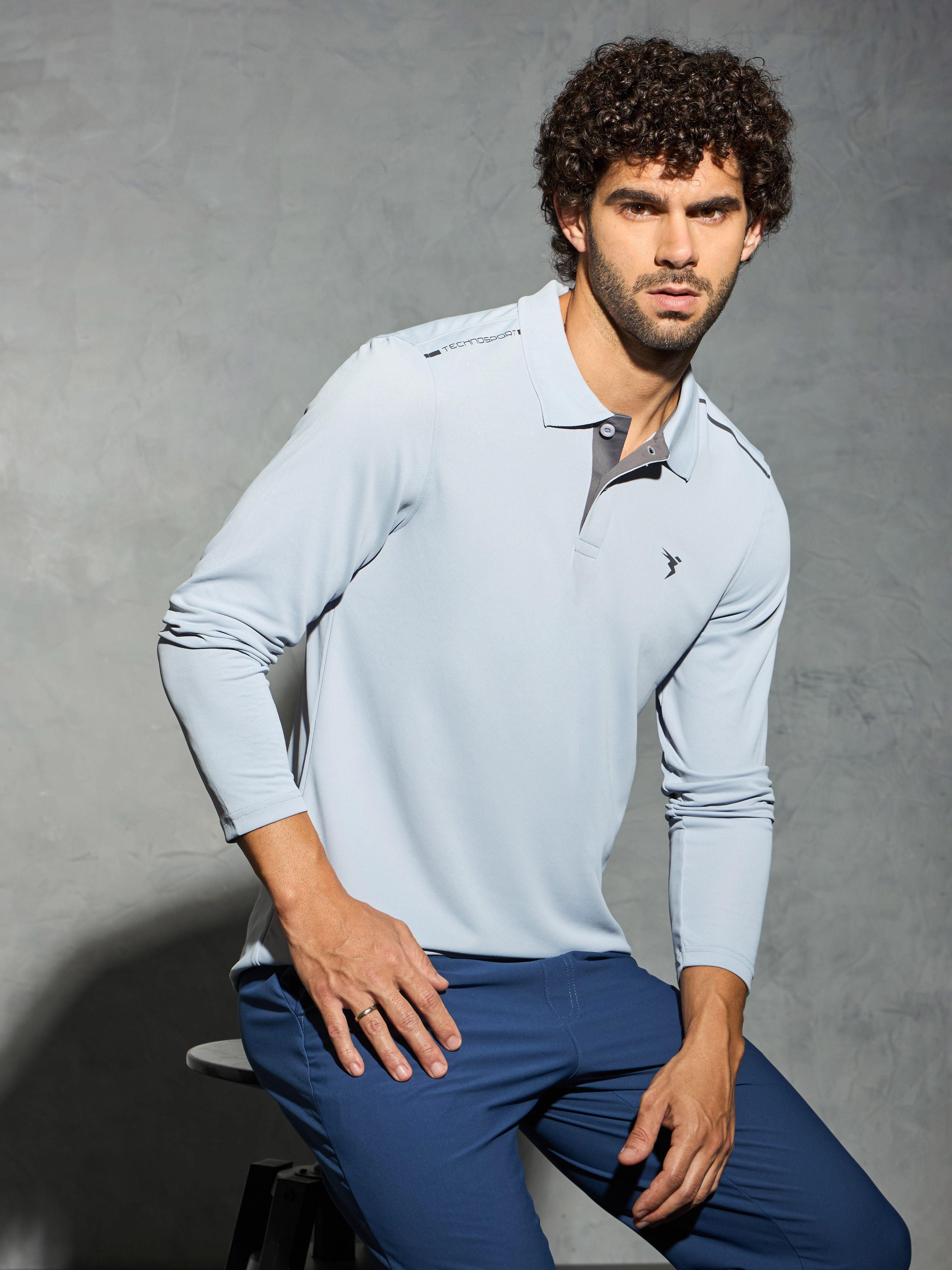 Men Solid Slim Fit Polo T-shirt with TECHNOCOOL+