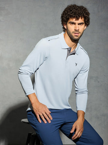 Men Solid Slim Fit Polo T-shirt with TECHNOCOOL+