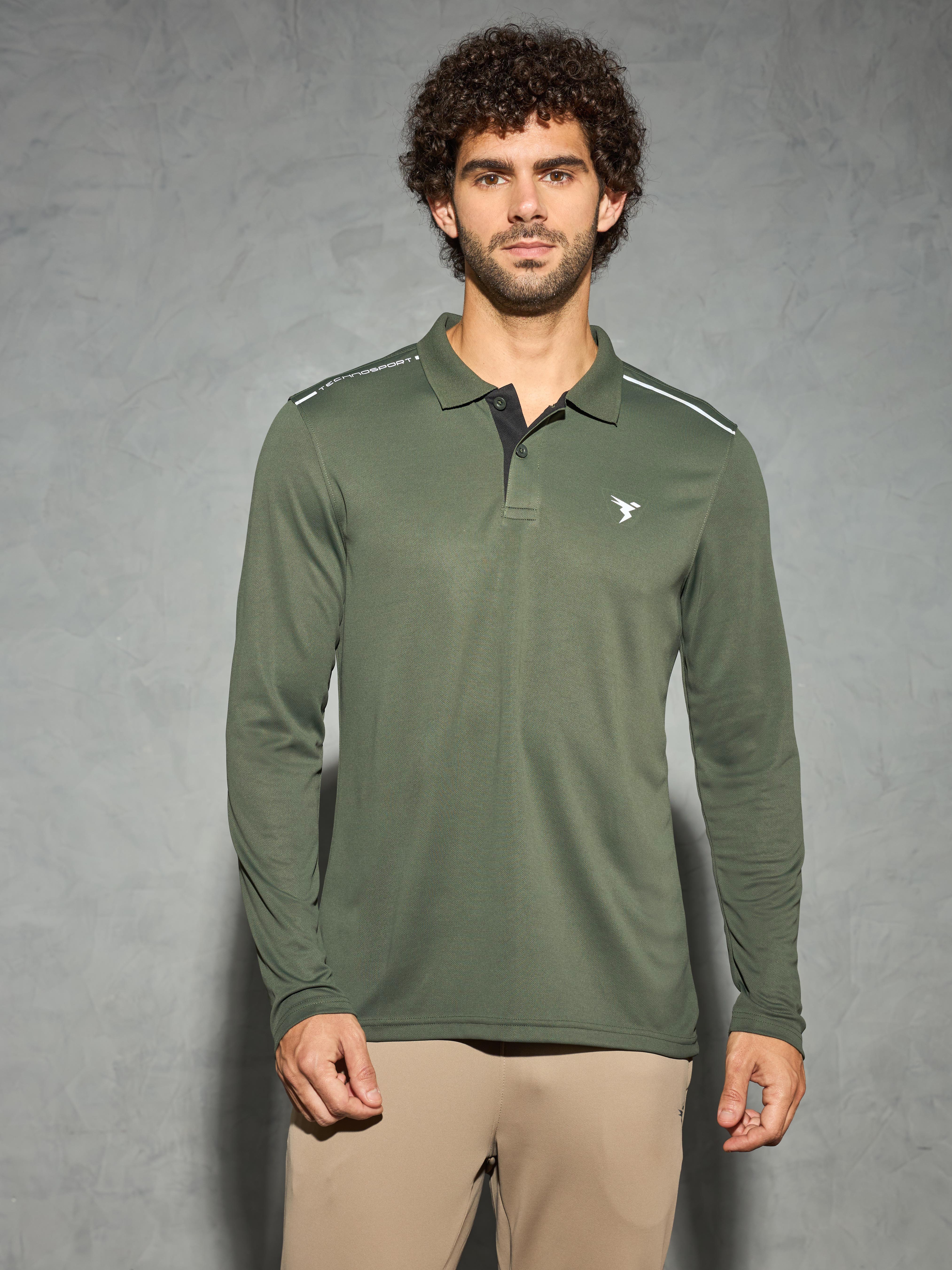 Men Solid Slim Fit Polo T-shirt with TECHNOCOOL+