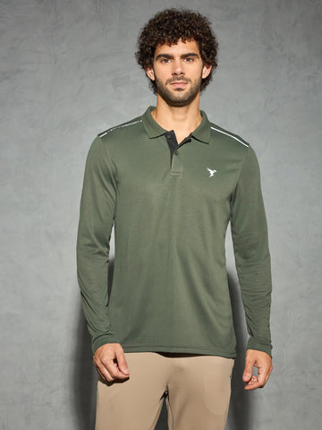 Men Solid Slim Fit Polo T-shirt with TECHNOCOOL+