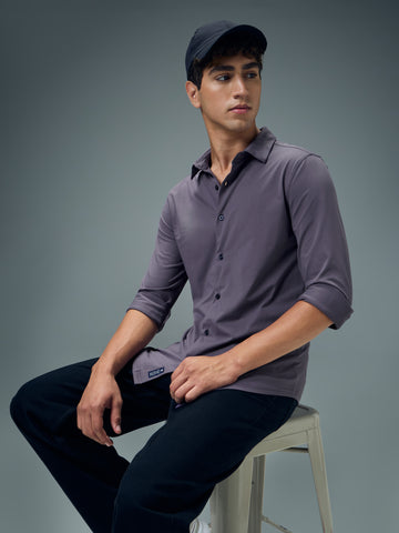 Men Solid Regular Fit Spread Collar Casual Shirt with COTFLEX