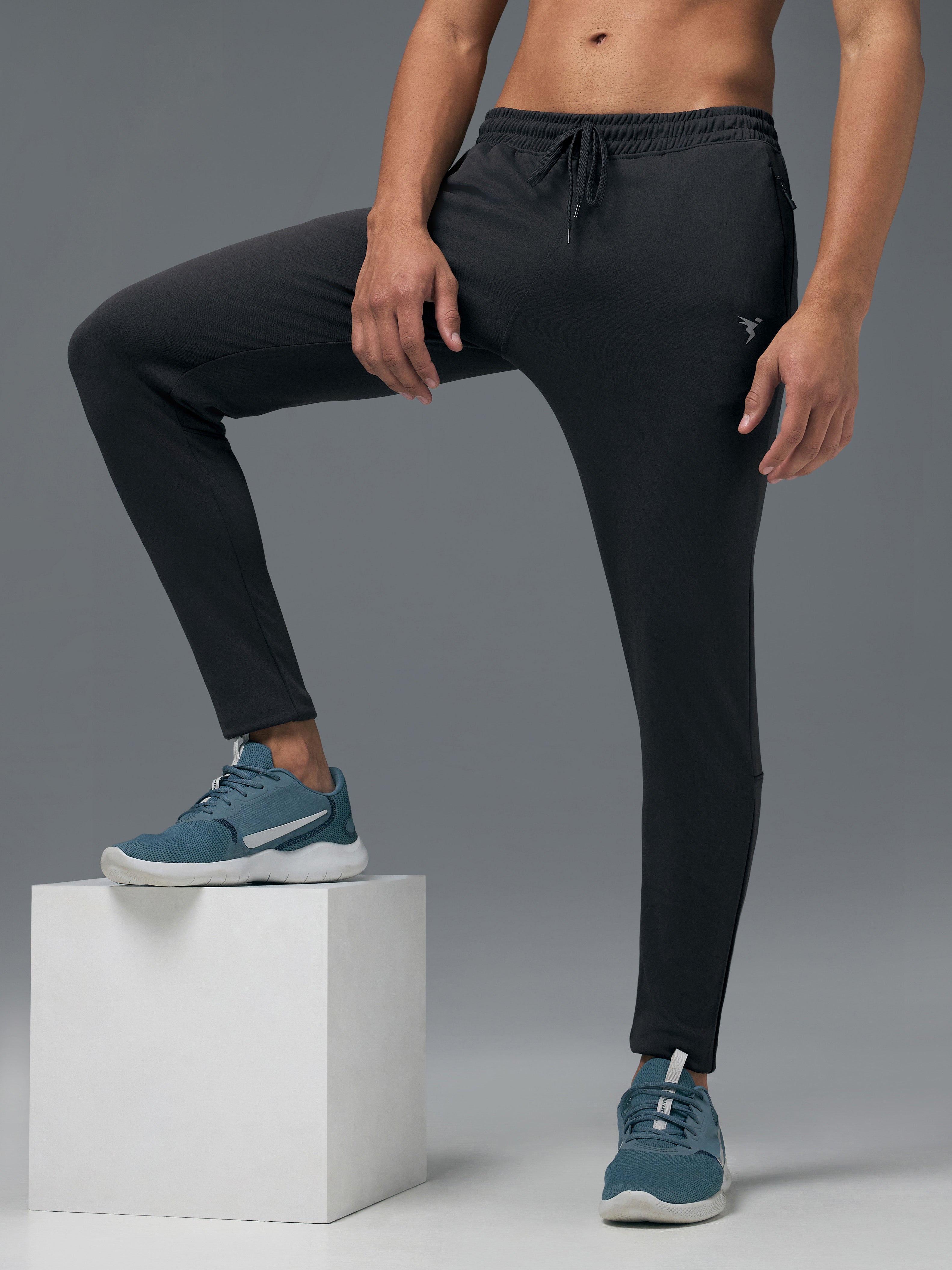 Men Melange Slim Fit Trackpants with TECHNO DRY