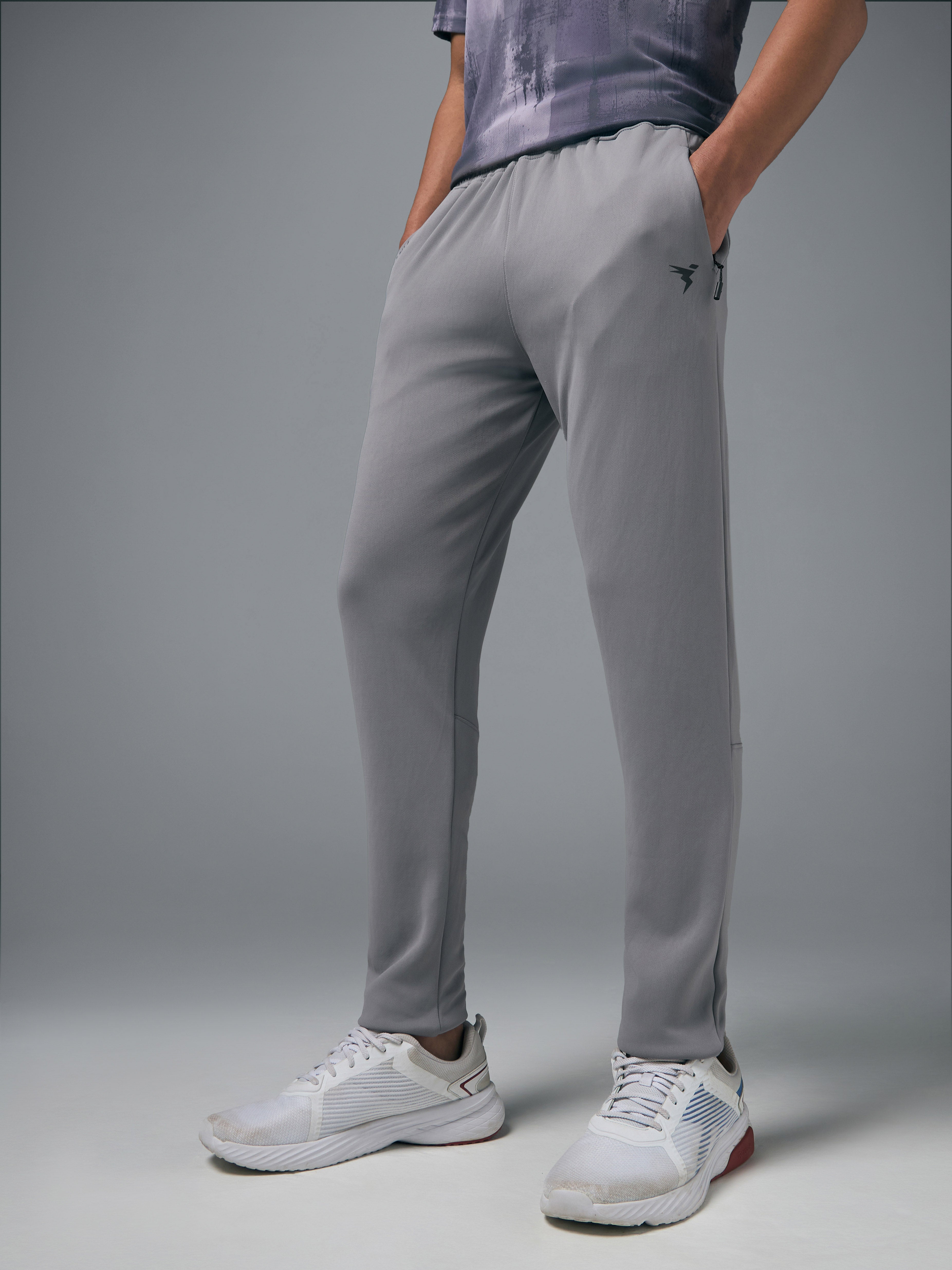 Men Melange Slim Fit Trackpants with TECHNO DRY
