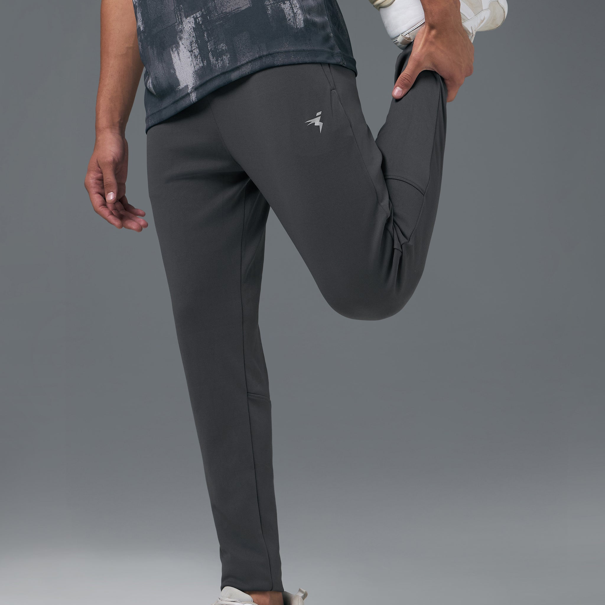 Men Melange Slim Fit Trackpants with TECHNO DRY