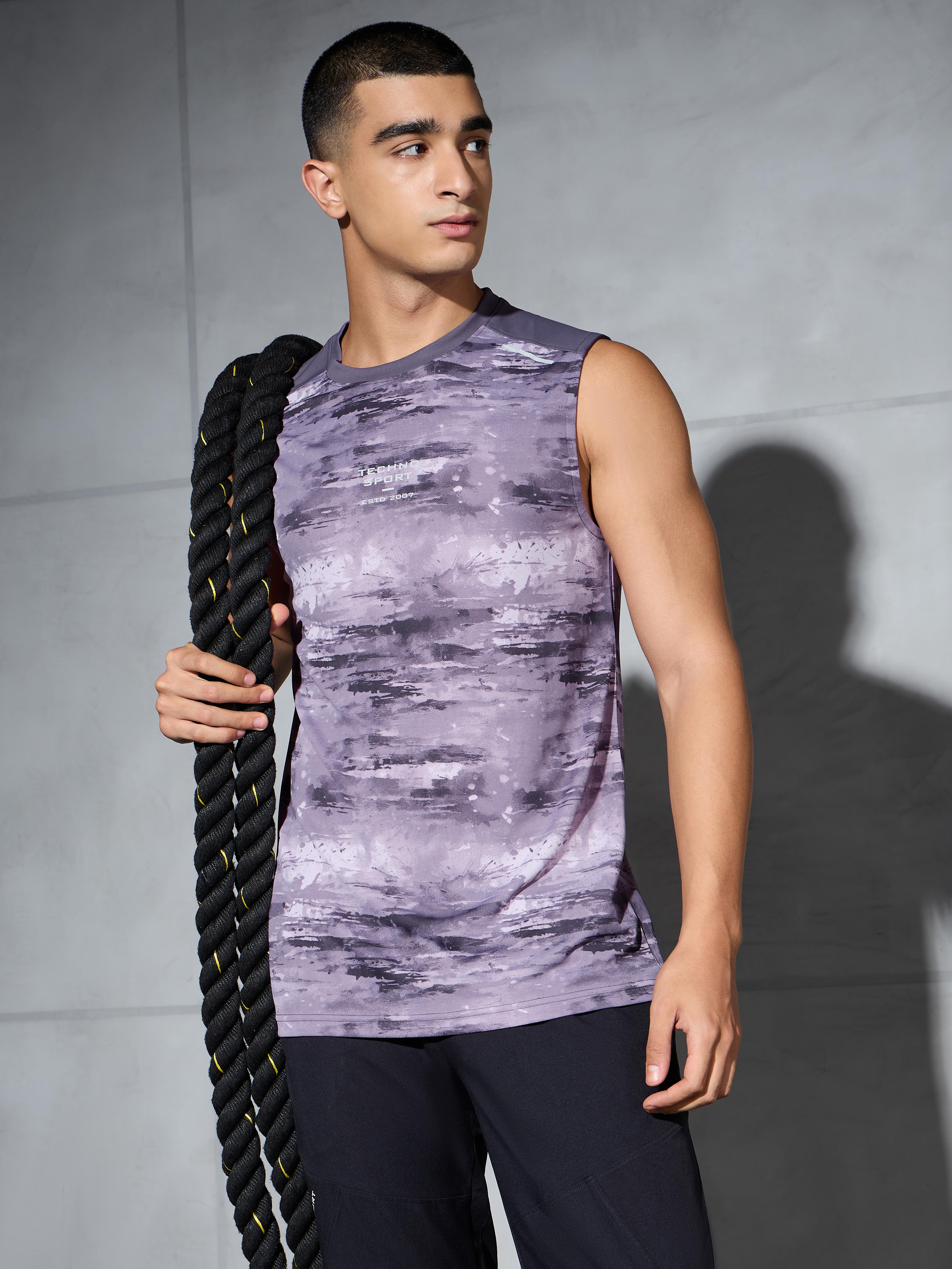 Men Printed Slim Fit Round Neck Innerwear Vest with TECHNOCOOL+