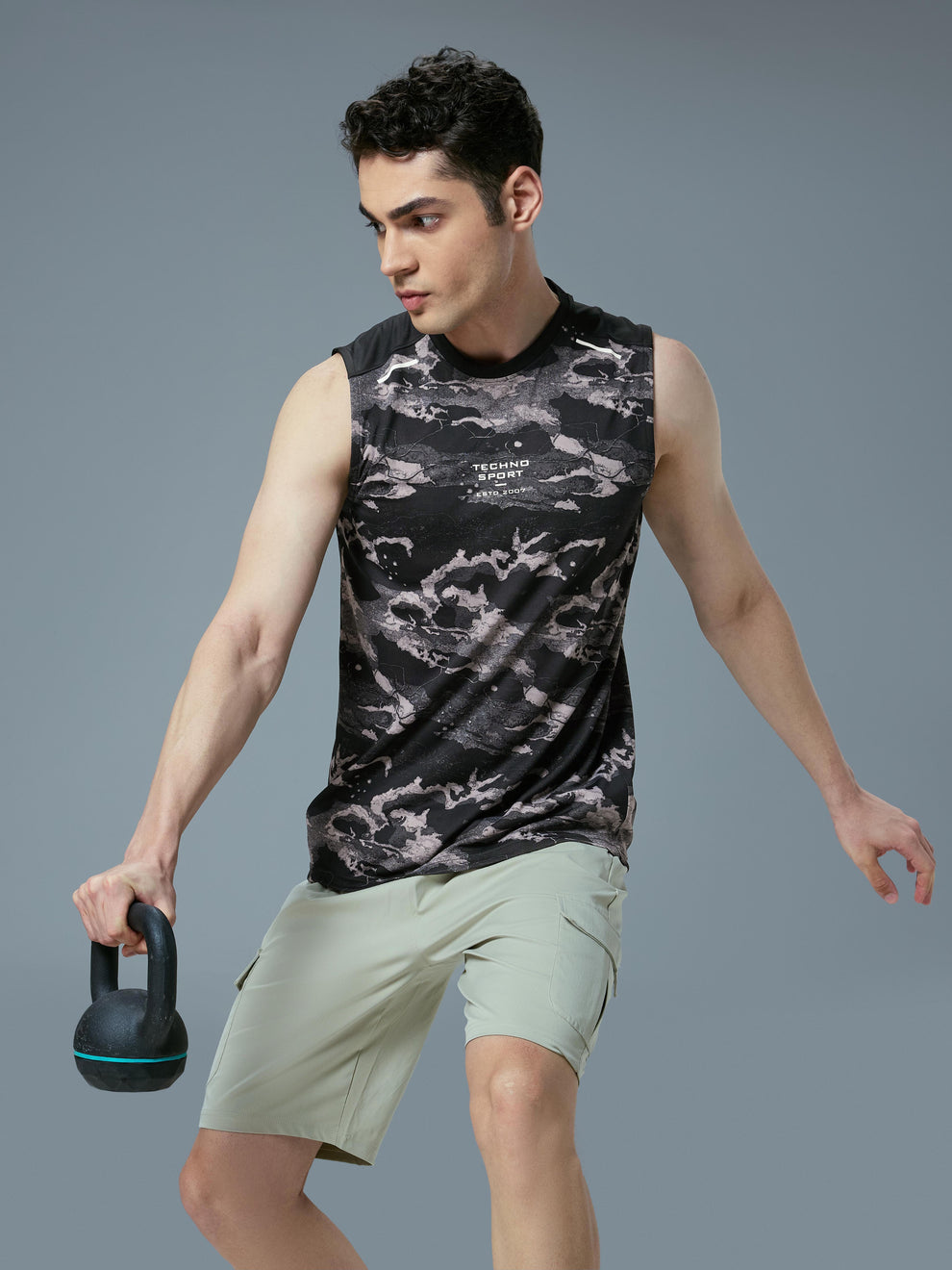 Men Printed Slim Fit Round Neck Innerwear Vest with TECHNOCOOL+