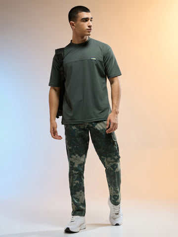 Men Printed Straight Fit Sports Cargo Trackpants with TS LYTRA