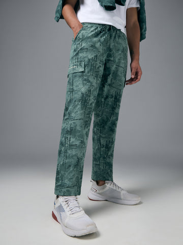Men Printed Straight Fit Sports Cargo Trackpants with TS LYTRA