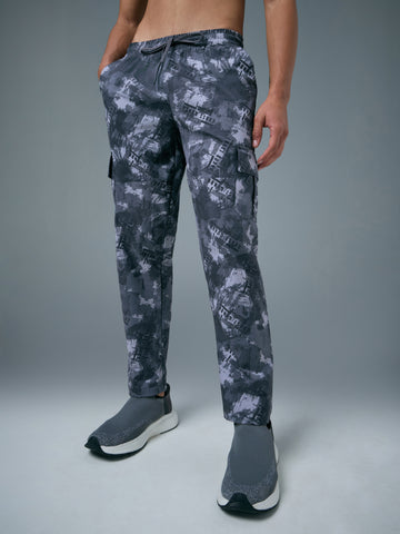 Men Printed Straight Fit Sports Cargo Trackpants with TS LYTRA
