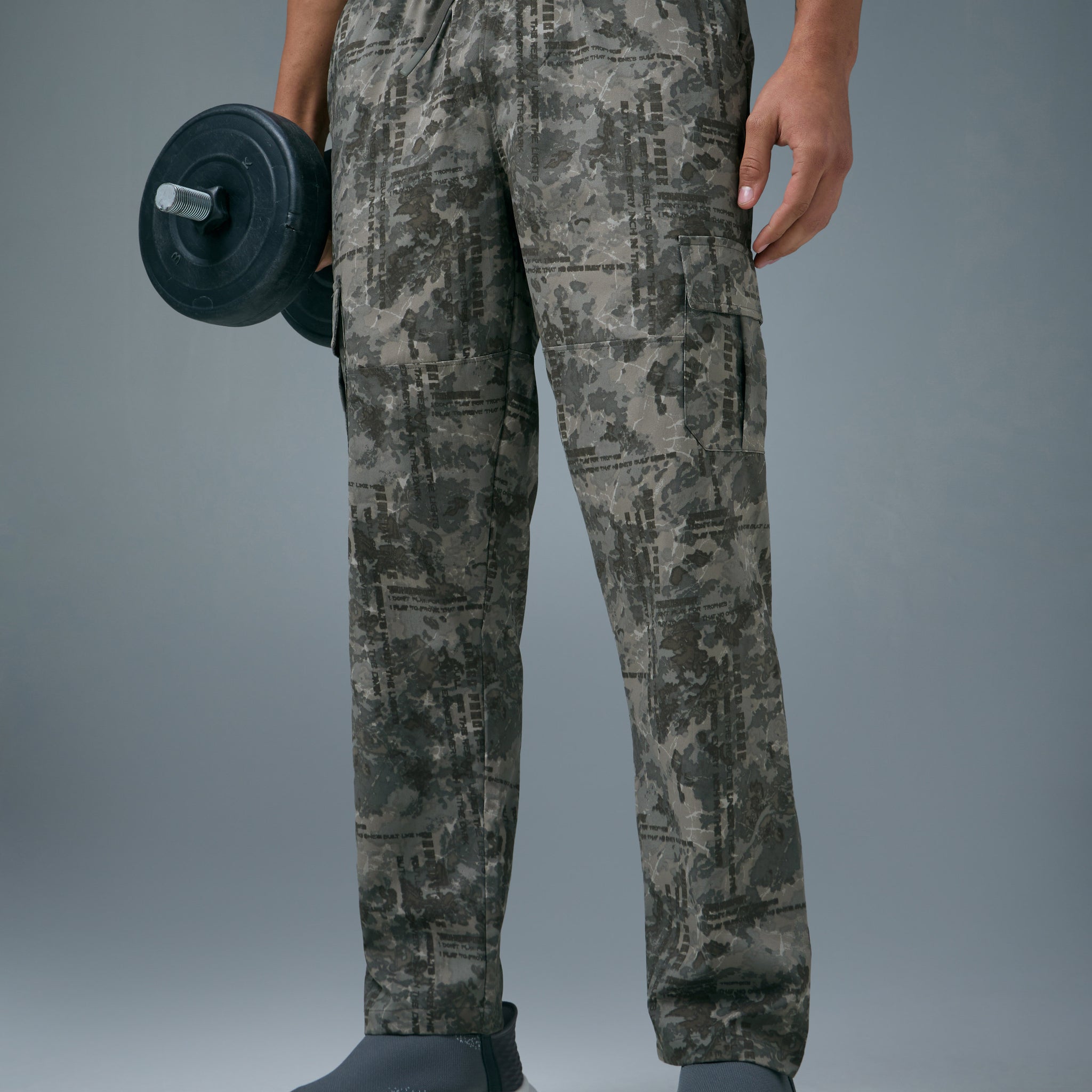 Men Printed Straight Fit Sports Cargo Trackpants with TS LYTRA