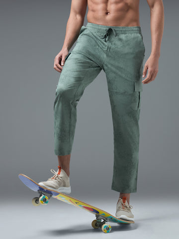 Men Printed Straight Fit Sports Cargo Trackpants with TS LYTRA