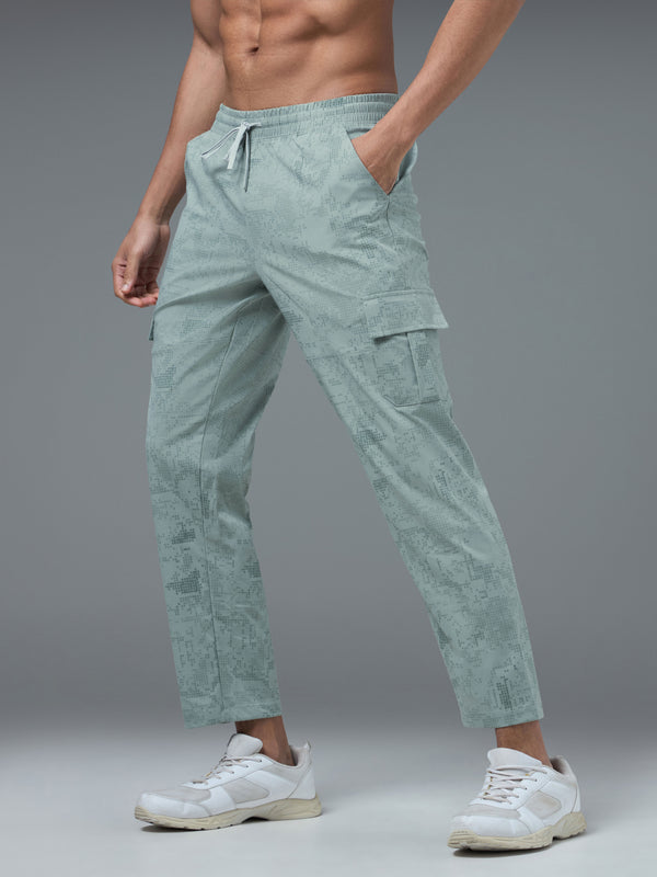 Men Printed Straight Fit Sports Cargo Trackpants with TS LYTRA