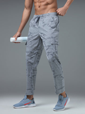 Men Printed Straight Fit Sports Cargo Trackpants with TS LYTRA