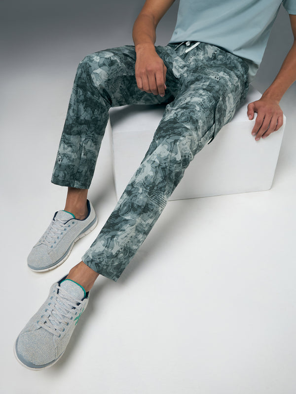 Men Printed Straight Fit Sports Cargo Trackpants with TS LYTRA