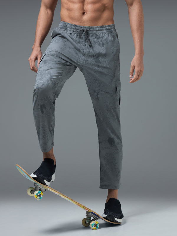 Men Printed Straight Fit Sports Cargo Trackpants with TS LYTRA