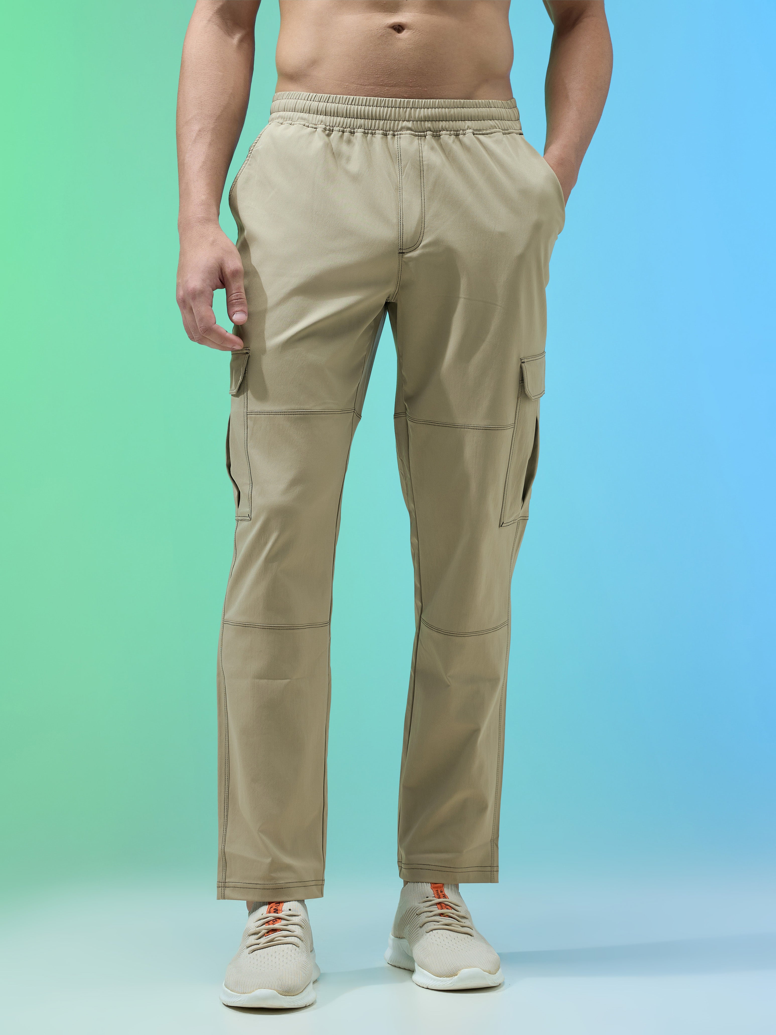 パンツ M CLASSICSPORT UNIFORM CUFFED CARGOPANTS Men Solid Straight Fit Sports Cargo Trackpants with TS FLEXI