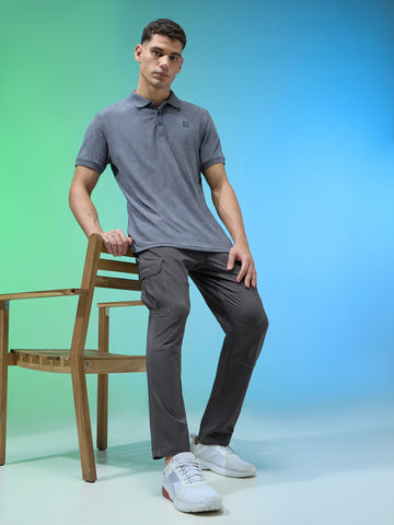 Men Solid Straight Fit Sports Cargo Trackpants with TS FLEXI