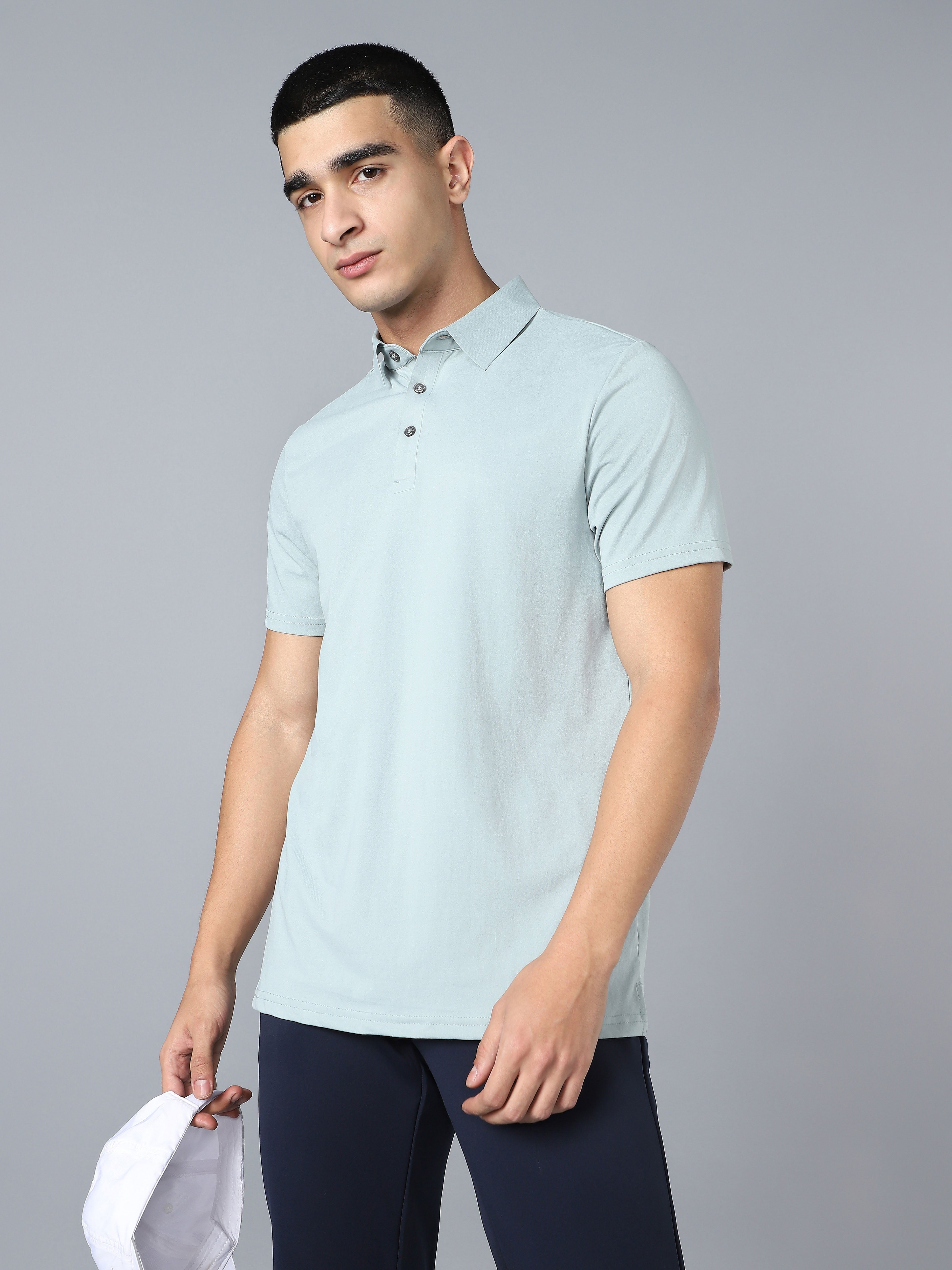 Men Solid Slim Fit Polo T-shirt with COTFLEX