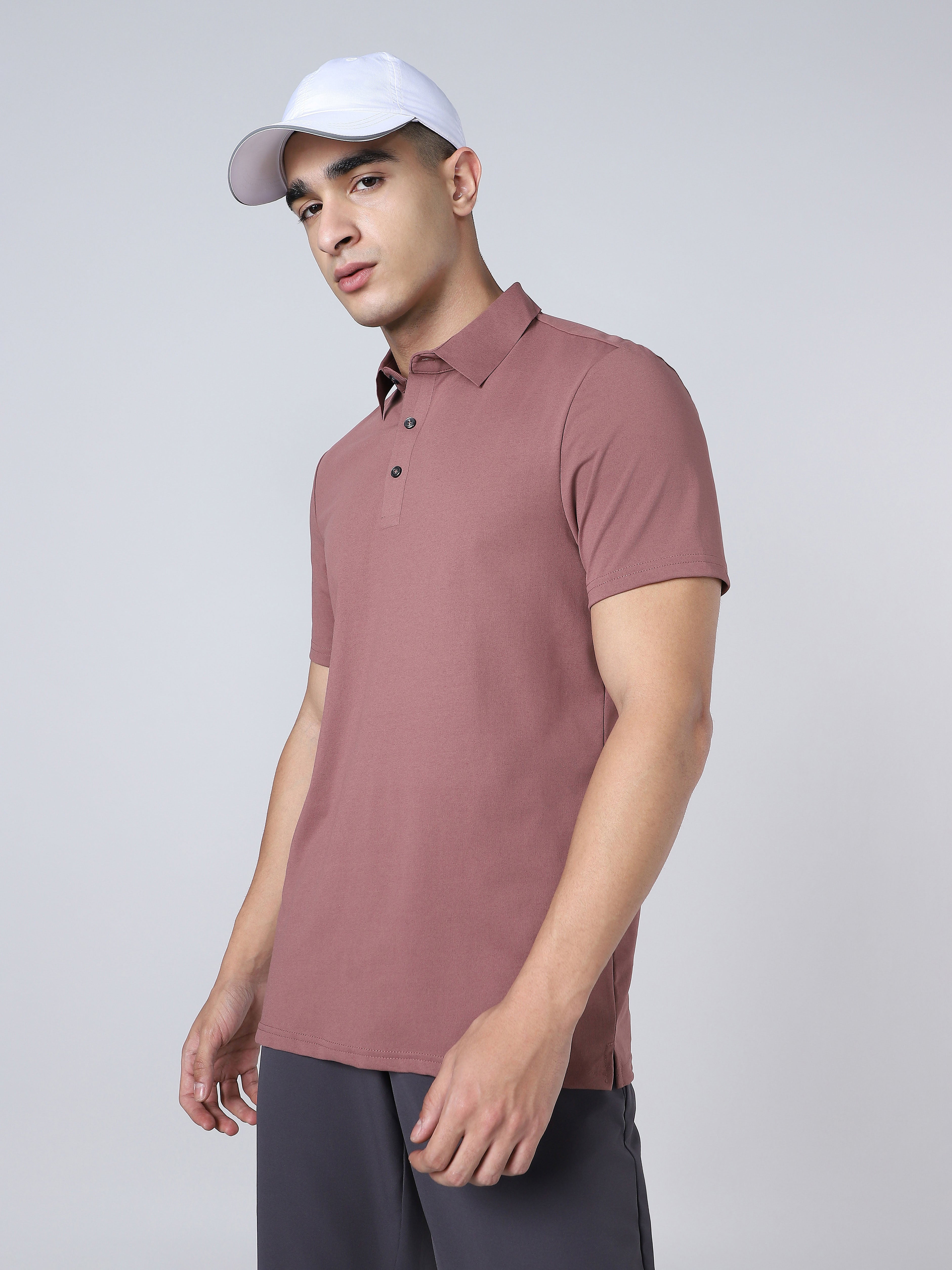 Men Solid Slim Fit Polo T-shirt with COTFLEX