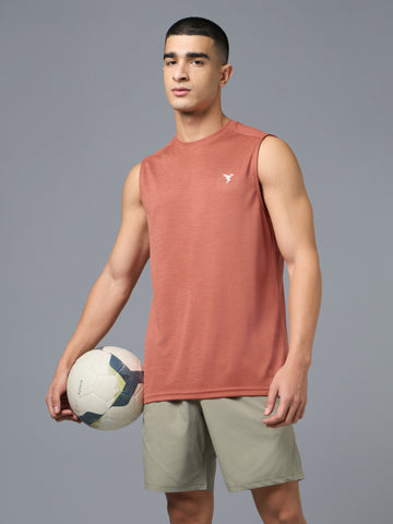 Men Melange Slim Fit Round Neck Sports Innerwear Vest with DOUBLE COOL