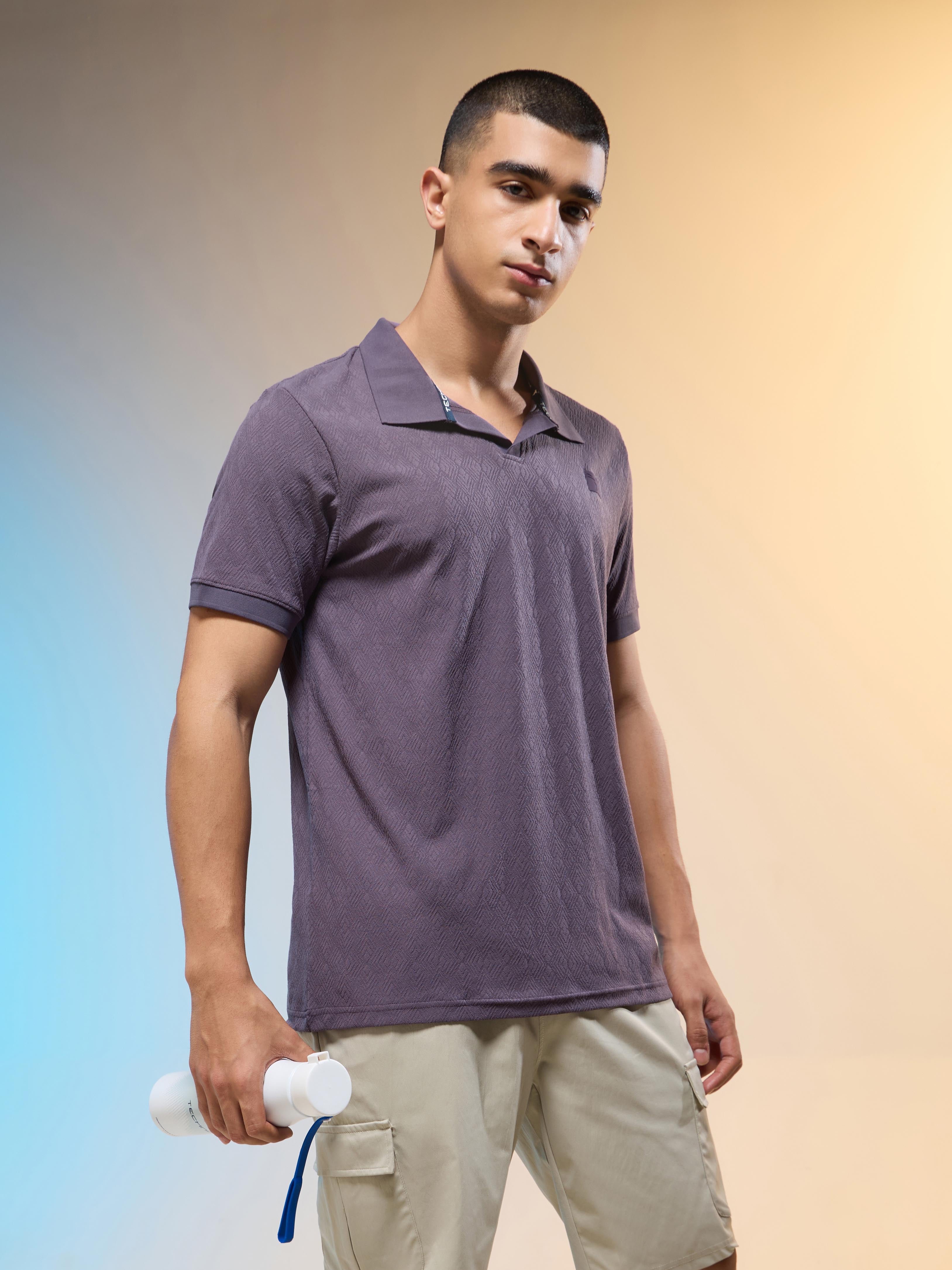 Men Jacquard Slim Fit Polo Sports T-shirt with COTFLEX