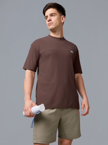 Men Solid Oversized Round Neck Sports T-shirt with MATPIQ