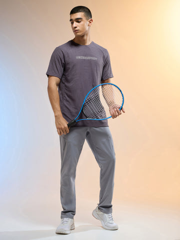 Men Jacquard Slim Fit Round Neck Sports T-shirt with MATPIQ