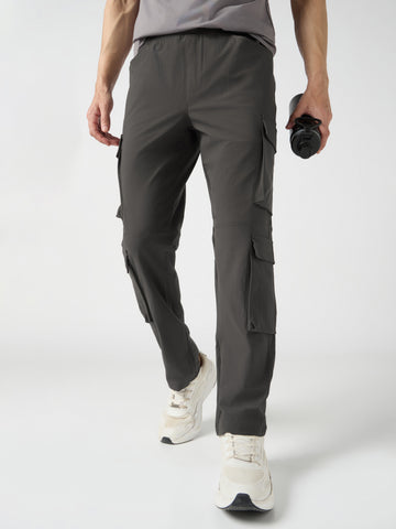 Men Solid Relax Fit 6 Pocket Cargo Trackpants with DURACOOL+