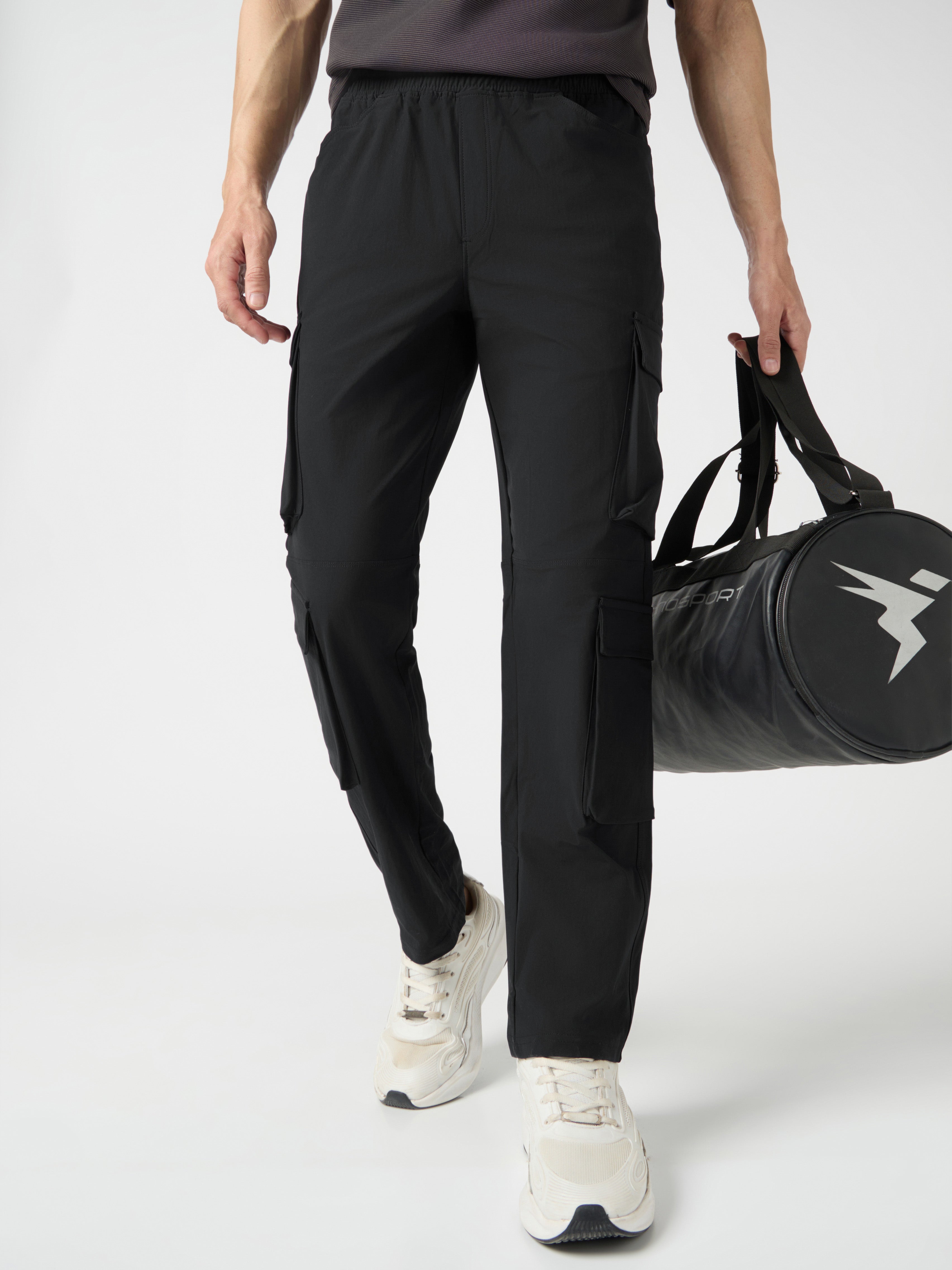 Men Solid Relax Fit 6 Pocket Cargo Trackpants with DURACOOL+