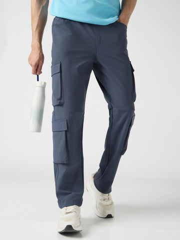 Men Solid Relax Fit 6 Pocket Cargo Trackpants with DURACOOL+