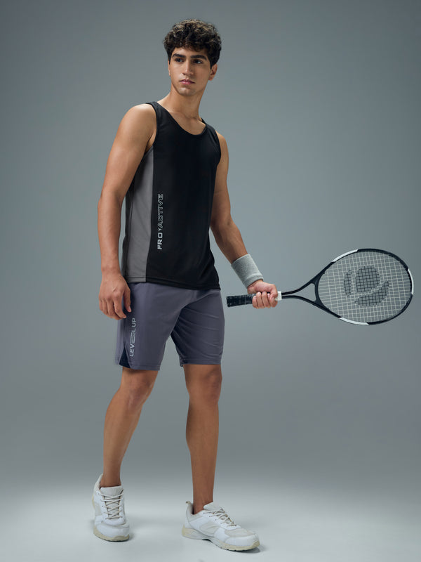 Men Colorblock Slim Fit Scoop Neck Sports Innerwear Vest with TECHNOCOOL+