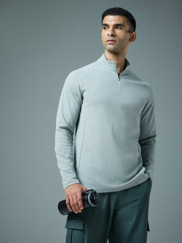 Men Solid Slim Fit Mock Neck Sports T-shirt with ELASTO PLUS