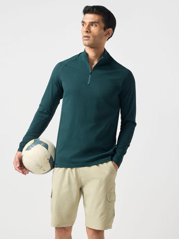 Men Solid Slim Fit Mock Neck Sports T-shirt with ELASTO PLUS